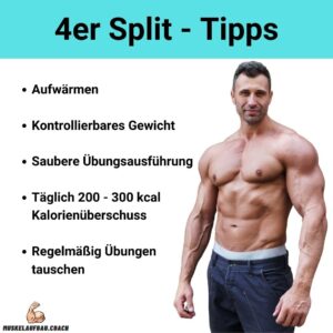 4er Split Trainingsplan | Muskelaufbau.Coach